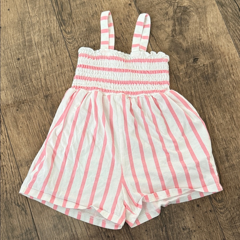 Pink and White Striped Baby Romper
